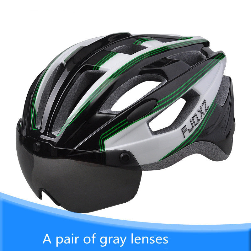 Bicycle Helmet Male Mountain Bike Road Wheel Sliding Balance Bike Breathable Riding Equipment Black and white green One Size 0 - Tophatter Daily Deals