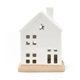White LED Christmas House Ornament | Ceramic Christmas Village Light Up House Ornament - Tophatter Daily Deals