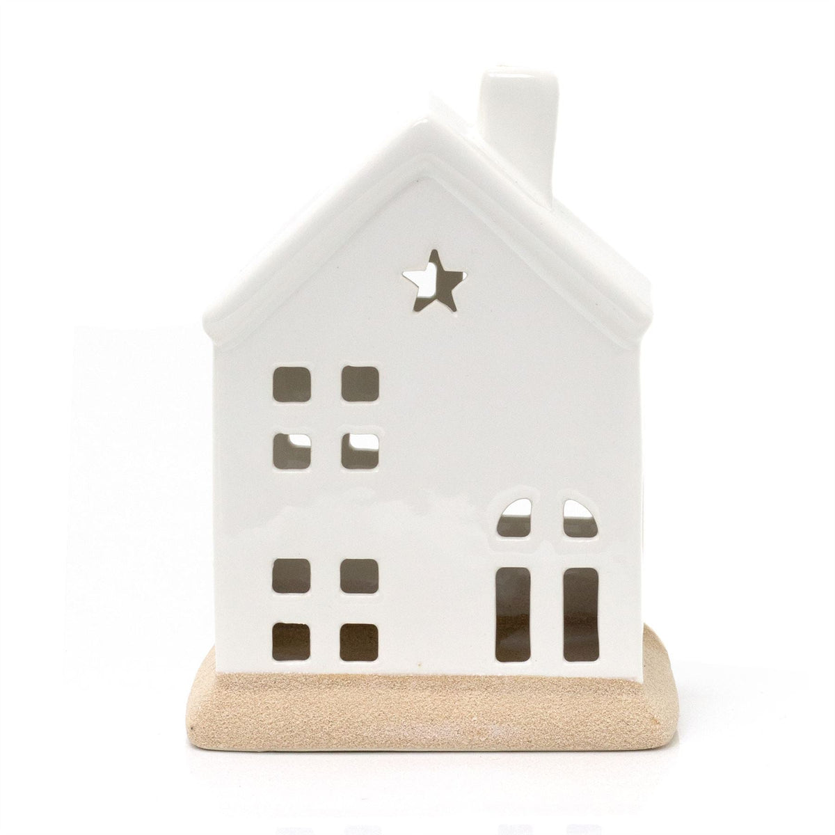 White LED Christmas House Ornament | Ceramic Christmas Village Light Up House Ornament - Tophatter Daily Deals