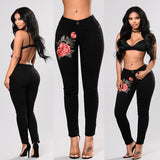 Black jeans with embroidered feet 0 - Tophatter Daily Deals