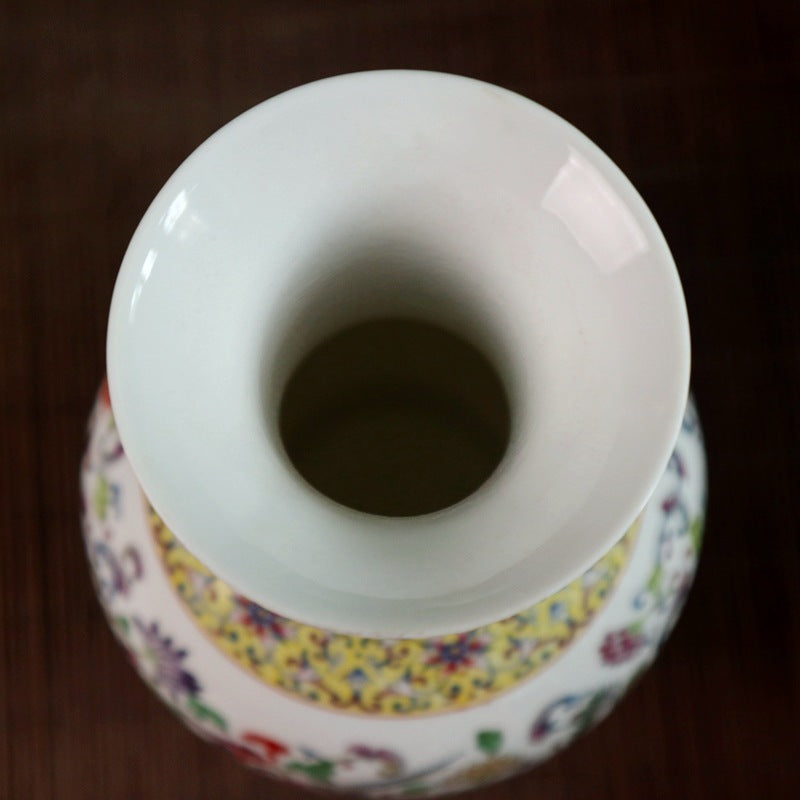 Antique Old Dragon And Phoenix Pattern Ceramic Crafts Vase Ornaments 0 - Tophatter Daily Deals