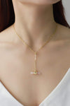 Gold-Plated Bar Pendant OT Chain Necklace Gold Pink One Size Necklaces - Tophatter Daily Deals