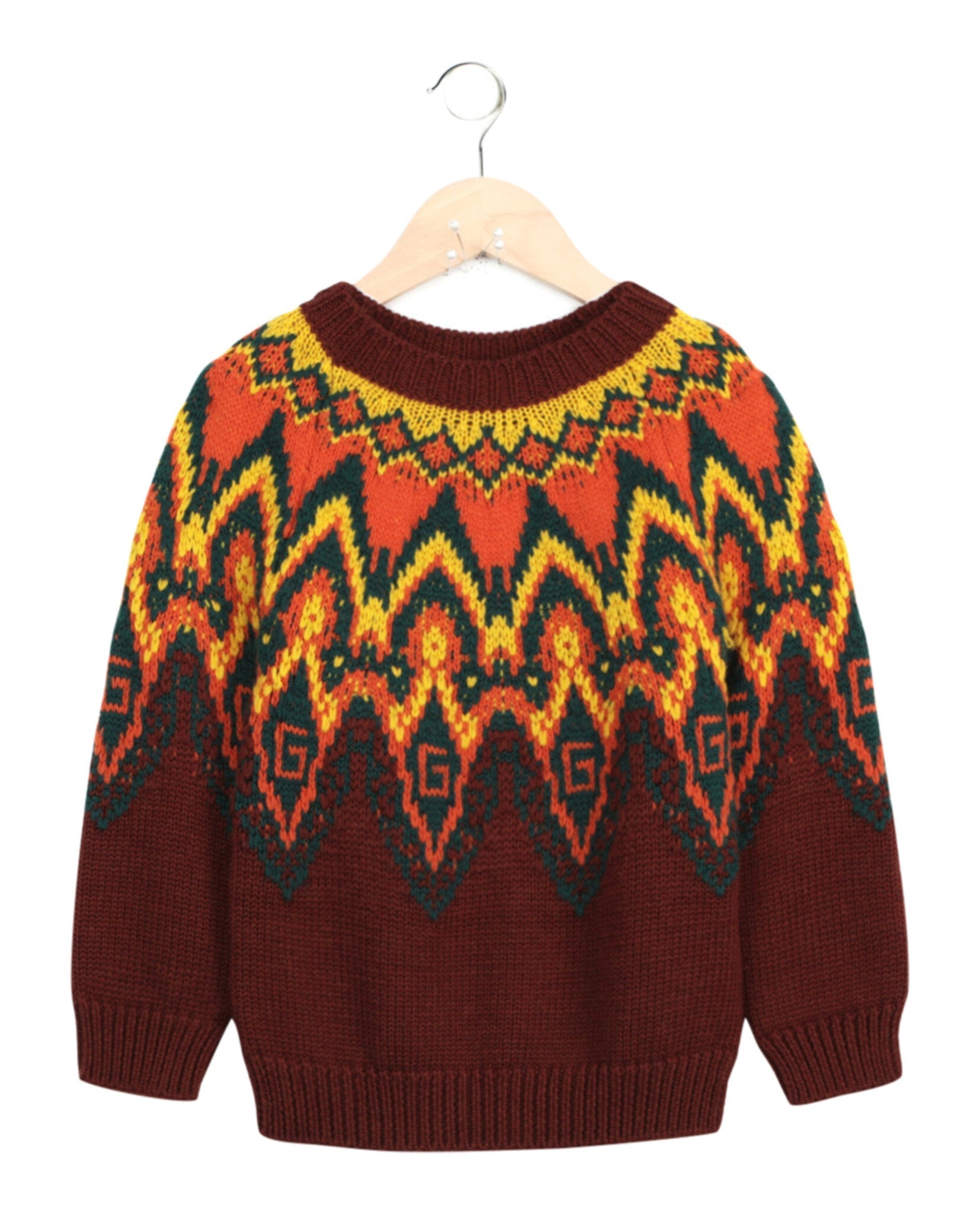 Gucci Geo Patterned Wool Sweater Brown Sweaters & Cardigans - Tophatter Daily Deals