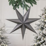 Silver Christmas Star | 7-Pointed Silver Paper Hanging Decoration - 45cm Ornament - Tophatter Daily Deals