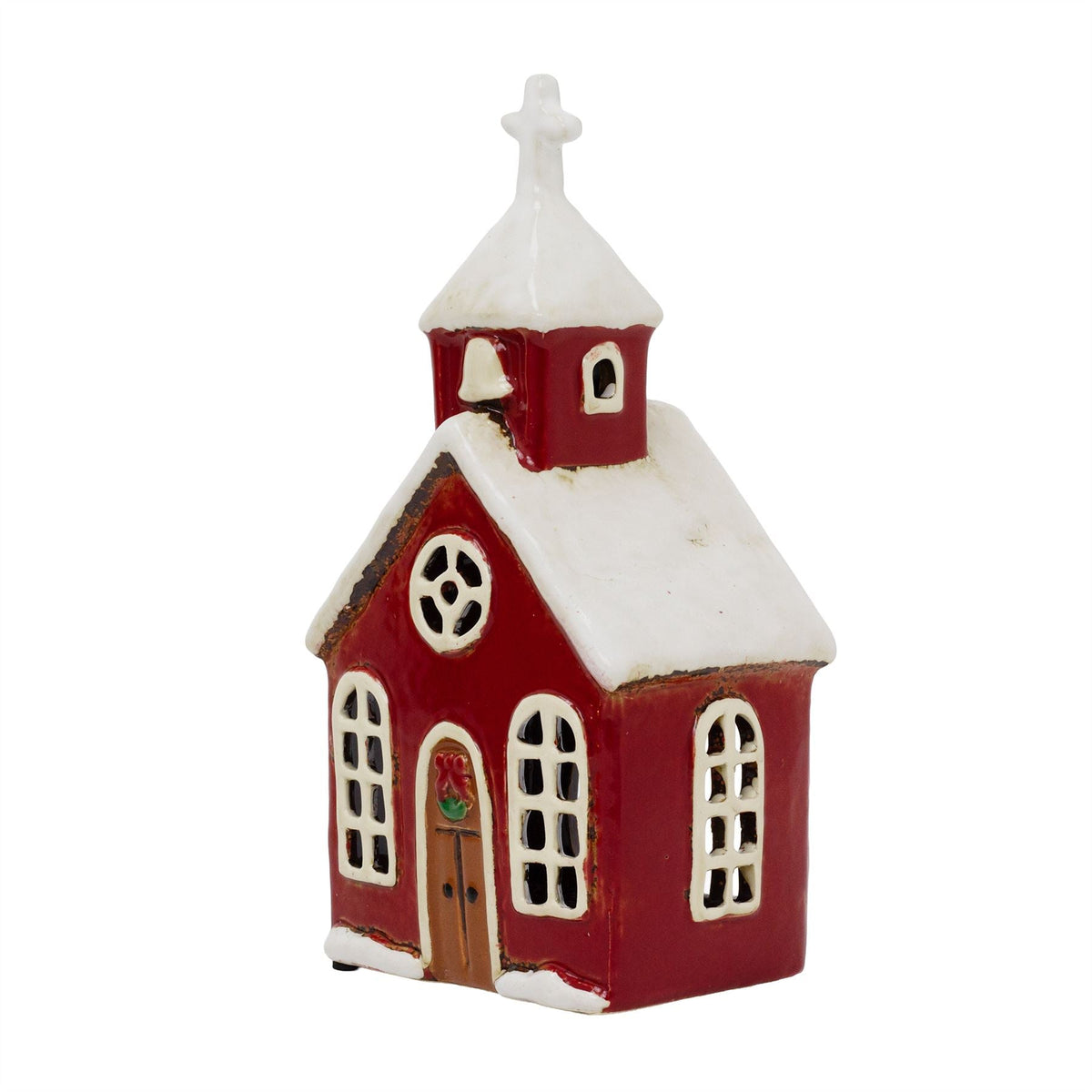 Ceramic Christmas Church Tealight Holder | Candle Holder Christmas Ornament Candle Holder - Tophatter Daily Deals