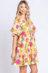 GeeGee Floral V-Neck Ruffle Hem Mini Dress Casual Dresses - Tophatter Daily Deals