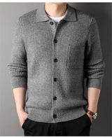 Warm Textured Men's Cardigan - Polo Lapel, Knit For Autumn Gray 3D Changing Face Moving Picture Frame - Tophatter Daily Deals