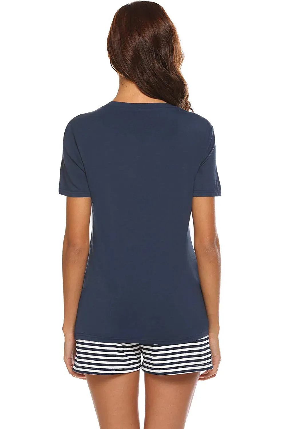 Striped Short Sleeve Top and Shorts Lounge Set Loungewear Sets - Tophatter Daily Deals
