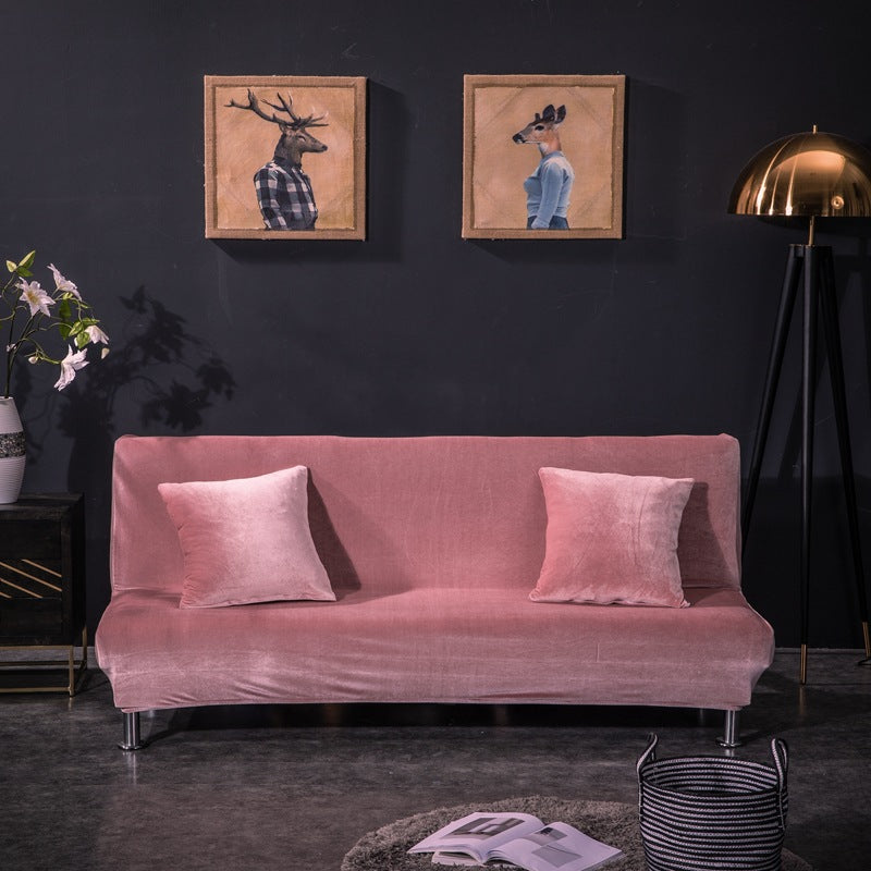 All-inclusive Silver Fox Velvet Armless Folding Sofa Bedspread Jade Pink 0 - Tophatter Daily Deals