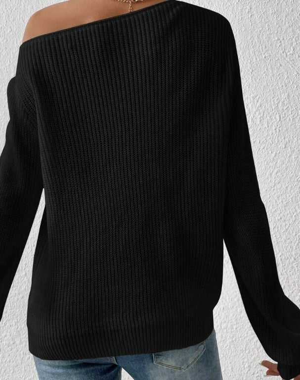 Soft Women’s Sweater - Asymmetric Shoulder, Ribbed Knit 3D Changing Face Moving Picture Frame - Tophatter Daily Deals