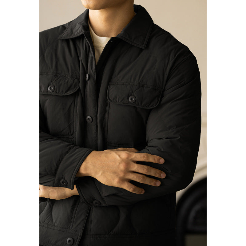 Lightweight Classic Men's Down Jacket - Lapel Shirt, Nylon 3D Changing Face Moving Picture Frame - Tophatter Daily Deals