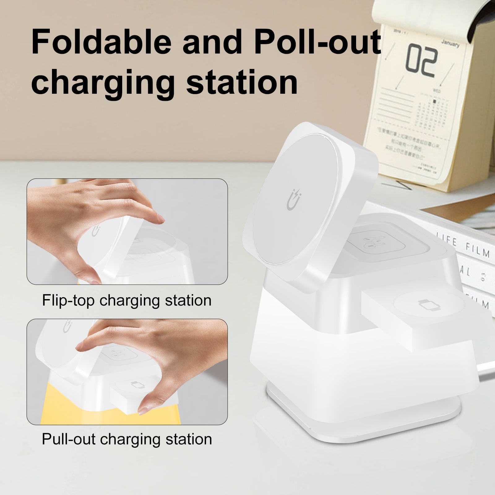 4 In 1 Rotatable Colorful Lighting Wireless Charger Stand For Phone 15 14 13 12 Pro Max 8 7 Holder Magnetic Fast Charging Station 0 - Tophatter Daily Deals