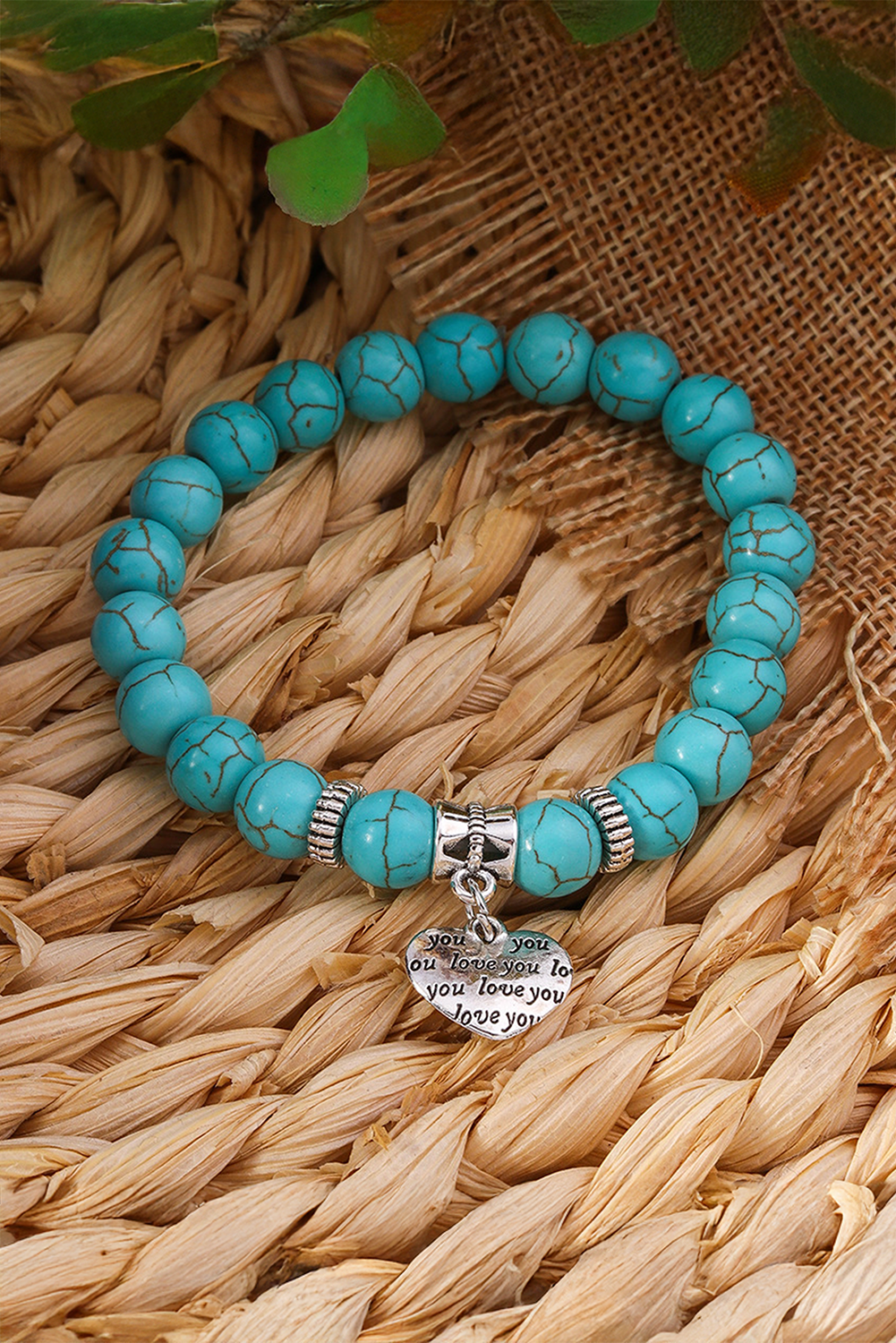 Turquoise Heart Pendant Retro Beaded Bracelet Bracelets - Tophatter Daily Deals