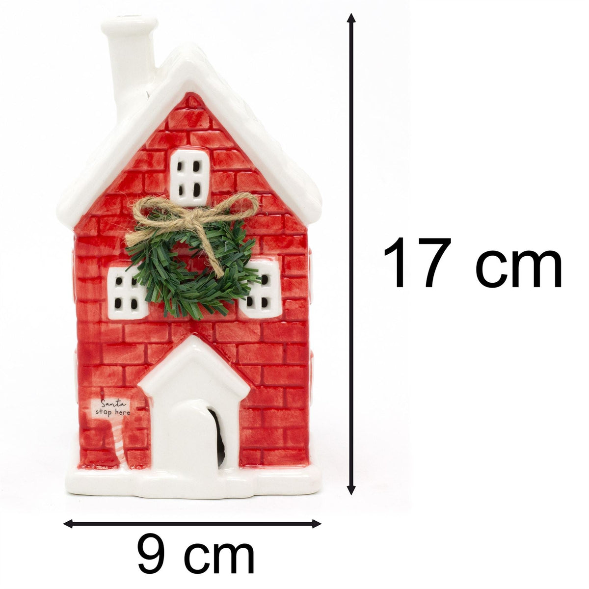 Ceramic Christmas LED House Ornament Santa Stop Here Festive Light-Up Decoration LED Light - Tophatter Daily Deals
