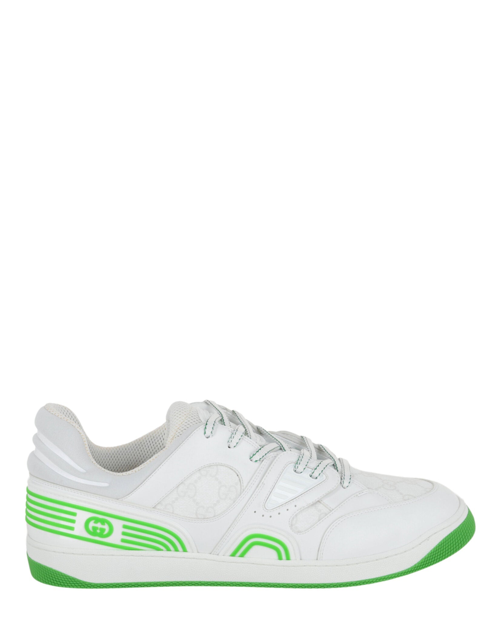Gucci Basket Leather Low-Top Sneakers White Green Footwear - Tophatter Daily Deals