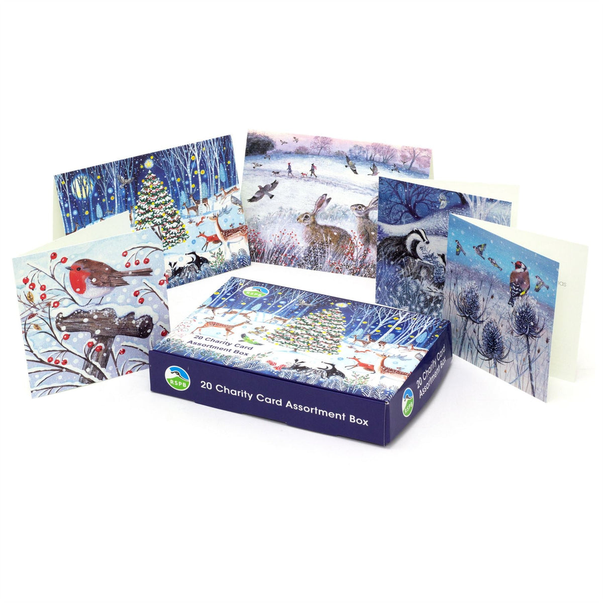 Pack of 20 RSPB Charity Christmas Greeting Cards | Winter Wildlife Designs Greeting Card - Tophatter Daily Deals
