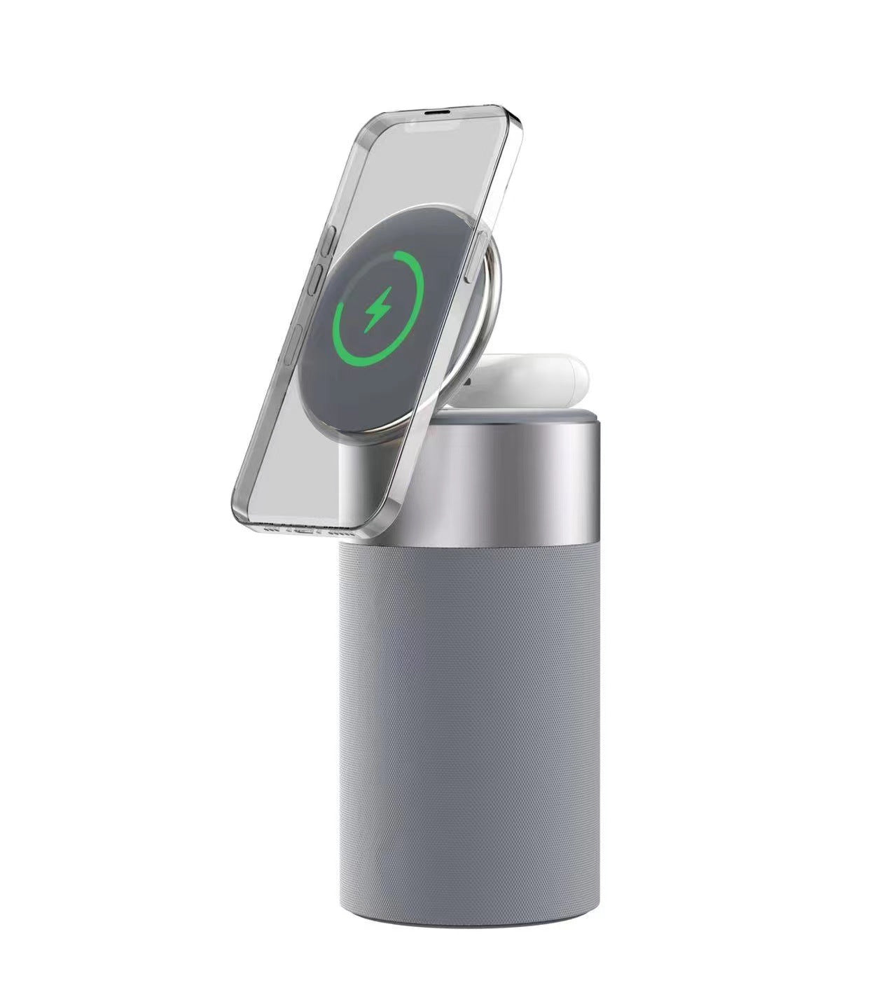 3 In 1 Multi-Function IPhone And AirPods Wireless Charger Portable Bluetooth Speaker With Touch Lamp For Home And Office 0 - Tophatter Daily Deals
