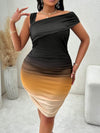 Plus Size Asymmetrical Neck Bodycon Dress Cocktail Dresses - Tophatter Daily Deals