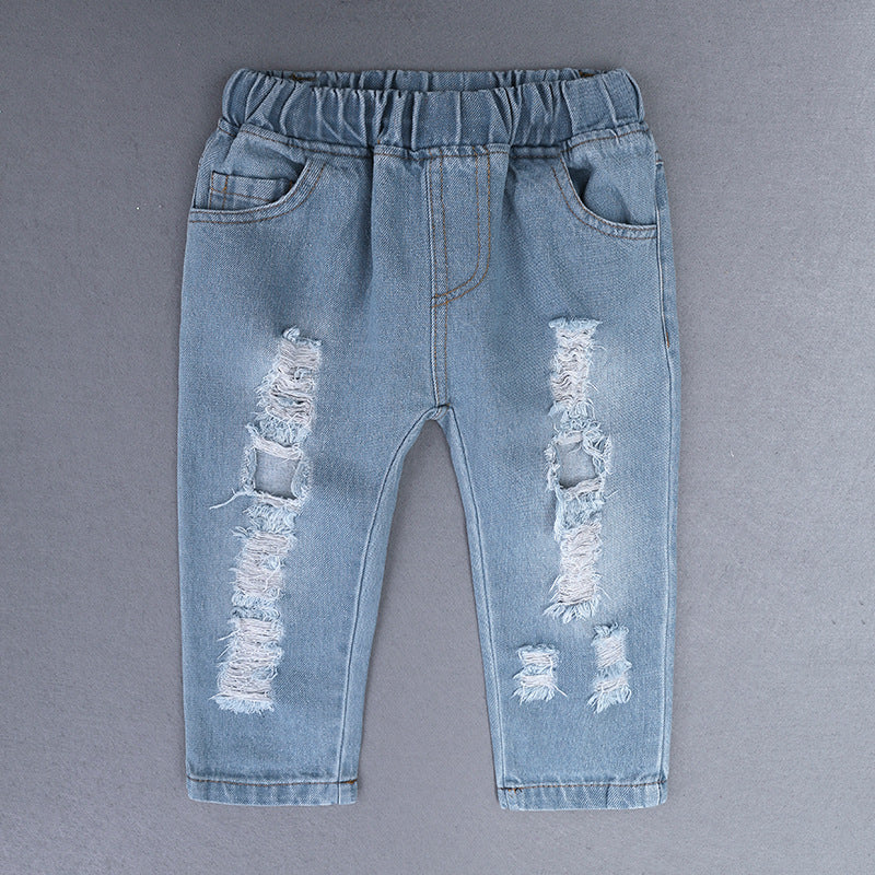 Boy's Long-sleeved Plaid Shirt Denim Trousers Three-piece Set 0 - Tophatter Daily Deals