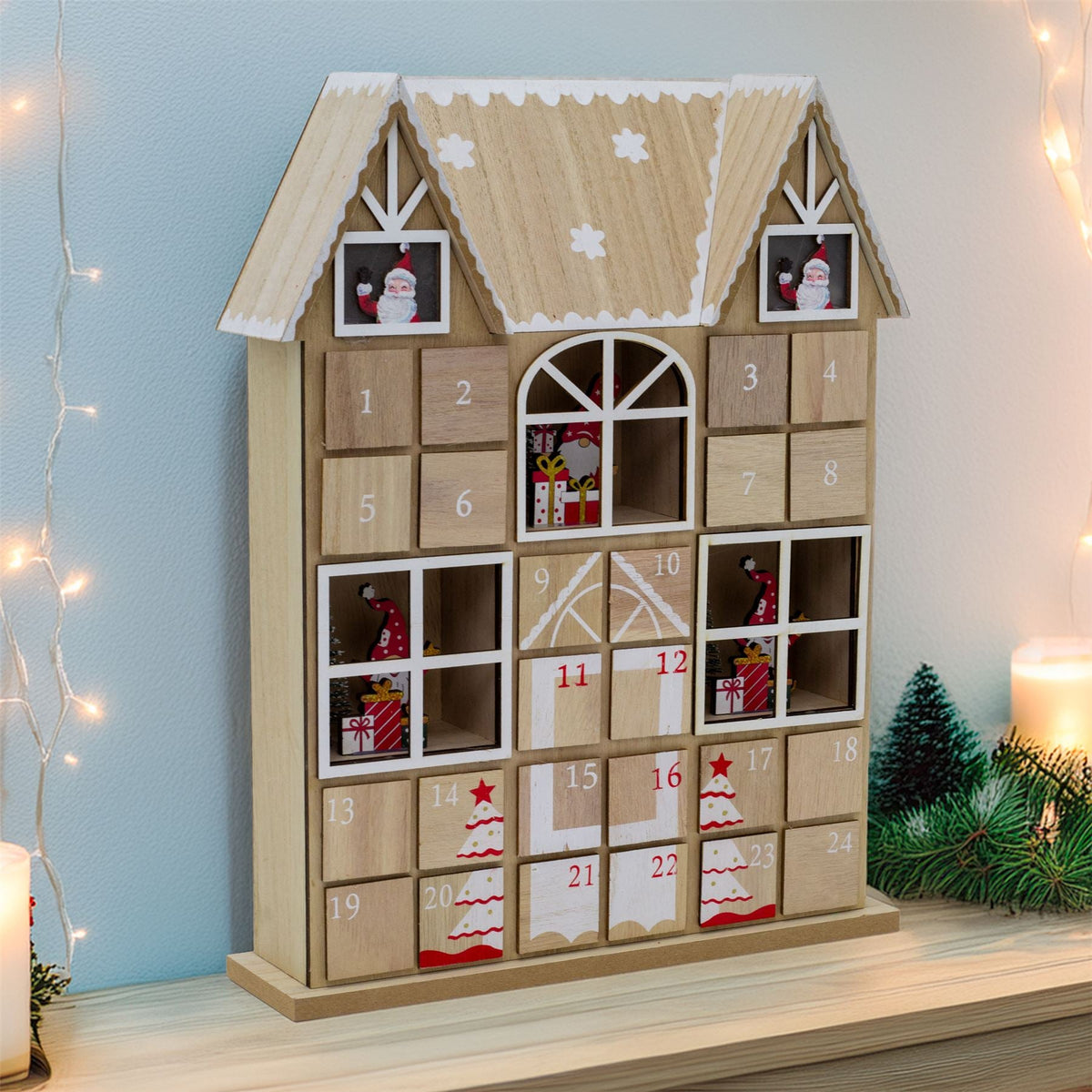 Santa House Advent Calendar with 24 Drawers | Wooden Christmas Advent Calendar Advent Calendar - Tophatter Daily Deals