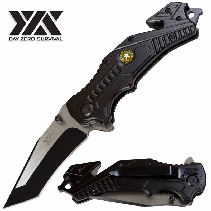 Day Zero Survival Spring Assist Military Army Rescue Folding Pocket Knife - Tophatter's Army Products & Self Defense Collectible Weapons - Tophatter Daily Deals