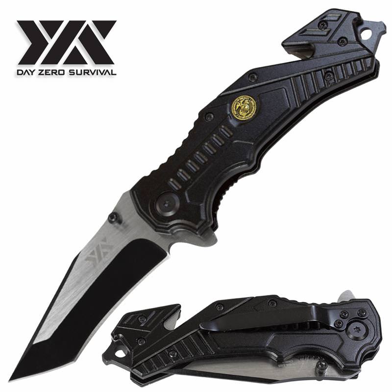 Day Zero Survival Spring Assist Military Rescue Folding Pocket Knife - TOPHATTER'S ARMORY DEALS Collectible Weapons - Tophatter Daily Deals