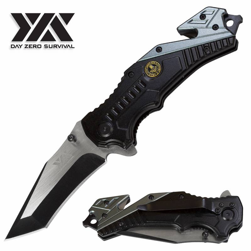 Day Zero Survival Masonic Tactical Rescue Spring Assisted Pocket Knife - TOPHATTER'S ARMORY DEALS Collectible Weapons - Tophatter Daily Deals