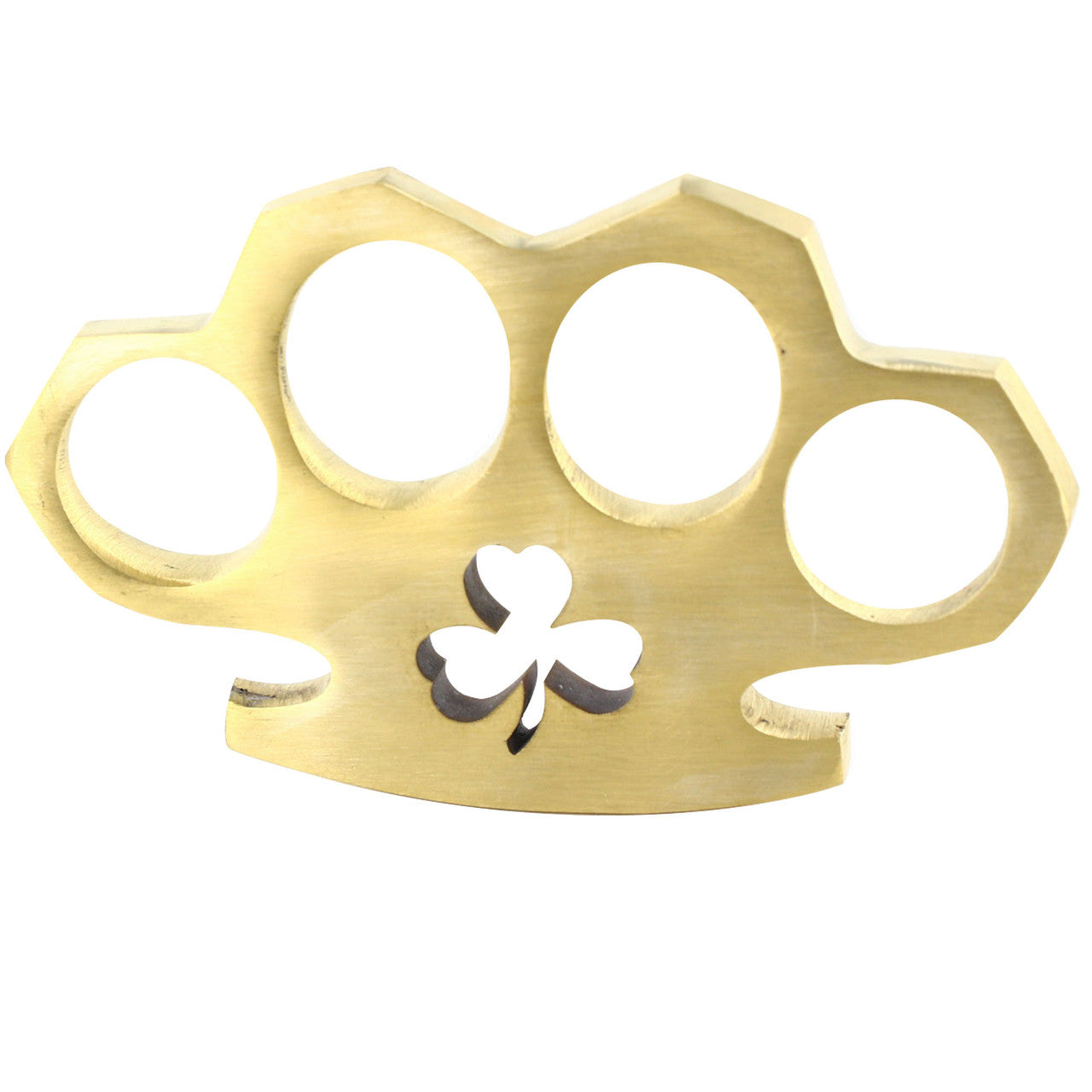 Shamrock Clover 100% Pure Brass Knuckle Novelty Paper Weight Collectible Weapons - Tophatter Daily Deals