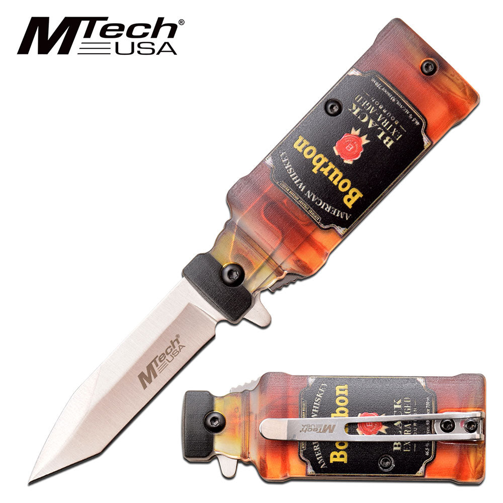 Pocket Knife Bourbon Bottle Design Spring Assisted Folder - TOPHATTER'S ARMORY DEALS Collectible Weapons - Tophatter Daily Deals