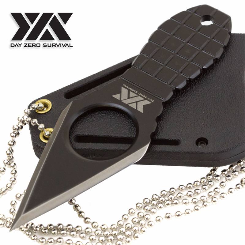 Day Zero Survival Fixed Blade Neck Knife Black Grenade Style Handle Collectible Weapons - Tophatter Daily Deals