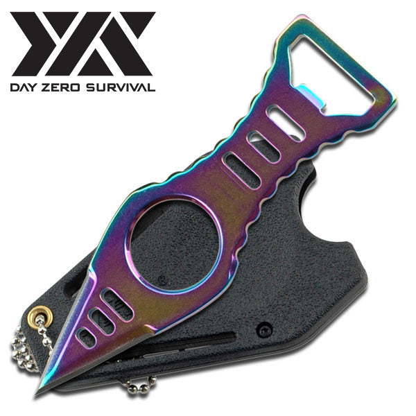 Day Zero Survival Titanium Rainbow Bottle Opener Neck Knife Dagger - Tophatter's Army Products & Self Defense Collectible Weapons - Tophatter Daily Deals
