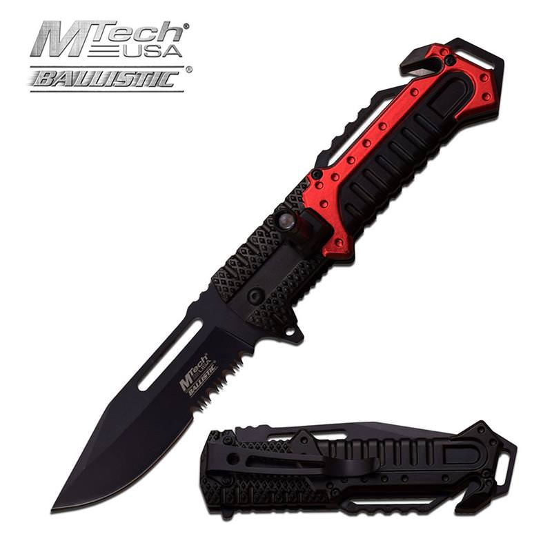 Red Aluminum Tactical Rescue Assisted Opening Knife Collectible Weapons - Tophatter Daily Deals