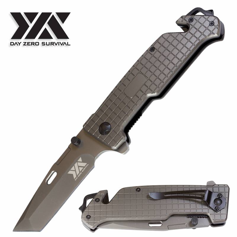 Heavy Duty Gunmetal Tactical Combat DZS Spring Assist Rescue Pocket Knife - Tophatter's Inc. Weapons Store Online Collectible Weapons - Tophatter Daily Deals
