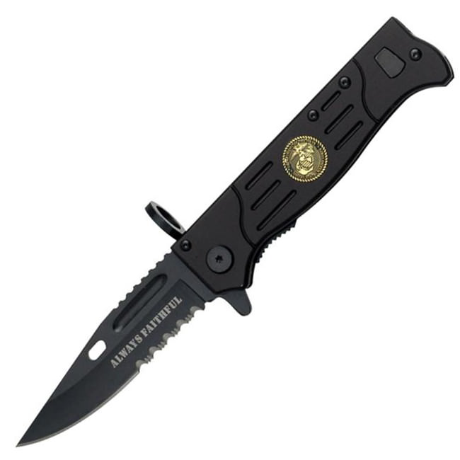 " Always Faithful " Military Bayonet Style Spring Assisted Knife - Tophatter's Inc. Weapons Store Online Collectible Weapons - Tophatter Daily Deals