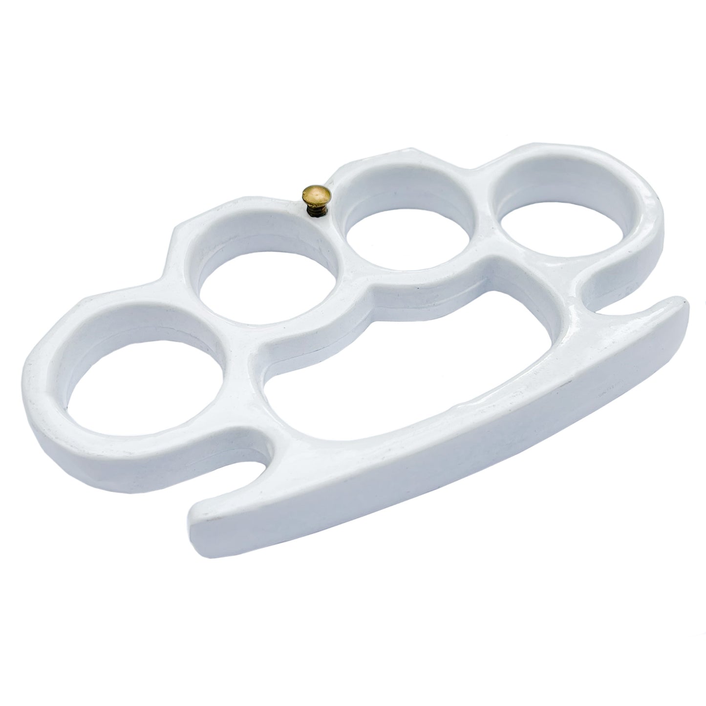 Solid Steel Knuckle Duster Belt Buckle Paperweight White Collectible Weapons - Tophatter Daily Deals