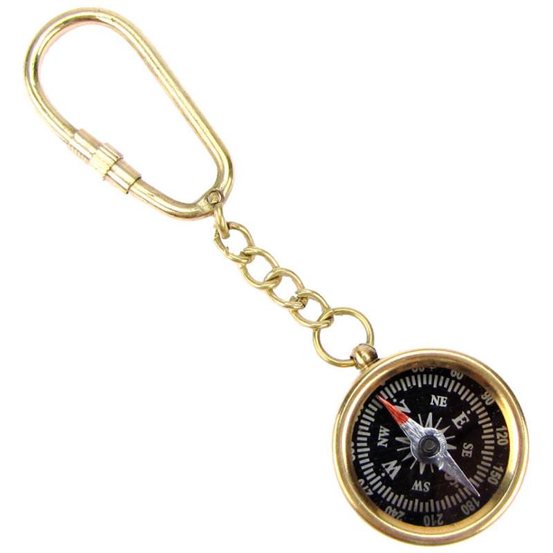 Brass Directional Pocket Compass Survival Gear Keychain Key Ring - Tophatter's Army Products & Self Defense Collectible Weapons - Tophatter Daily Deals