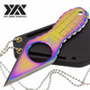 Day Zero Survival Fixed Blade Neck Knife Titanium Rainbow Grenade Handle - Tophatter's Army Products & Self Defense Collectible Weapons - Tophatter Daily Deals
