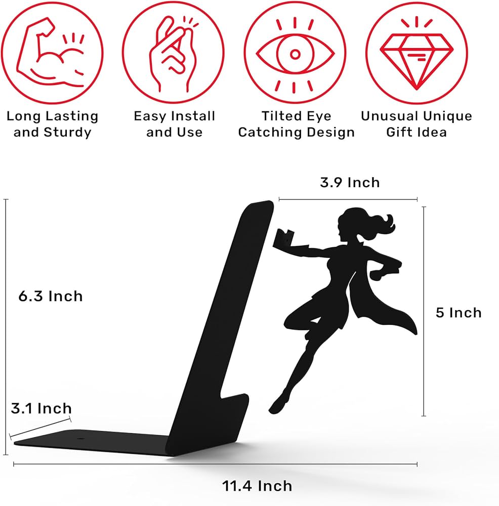 Superhero Bookend Figurines Metal Bookshelf Decor Desktop Ornament Office Desktop Accessories Bookshelf Home Decoration - Tophatter Daily Deals