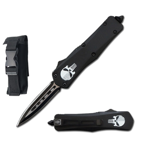 7" Black Skull Tactical Recon OTF Combat Knife Collectible Weapons - Tophatter Daily Deals