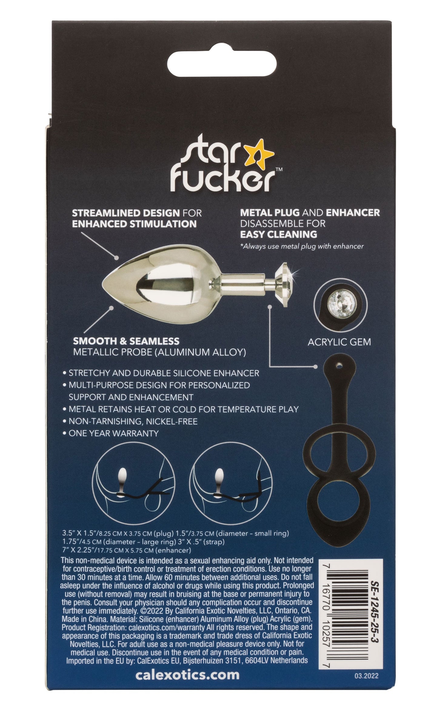 Star Fucker XL Teardrop Plug Black Silicone and Silver Metal Dual Enhancer with Sparkling Gem Accent > Anal Range > Prostate Plugs - Tophatter Daily Deals