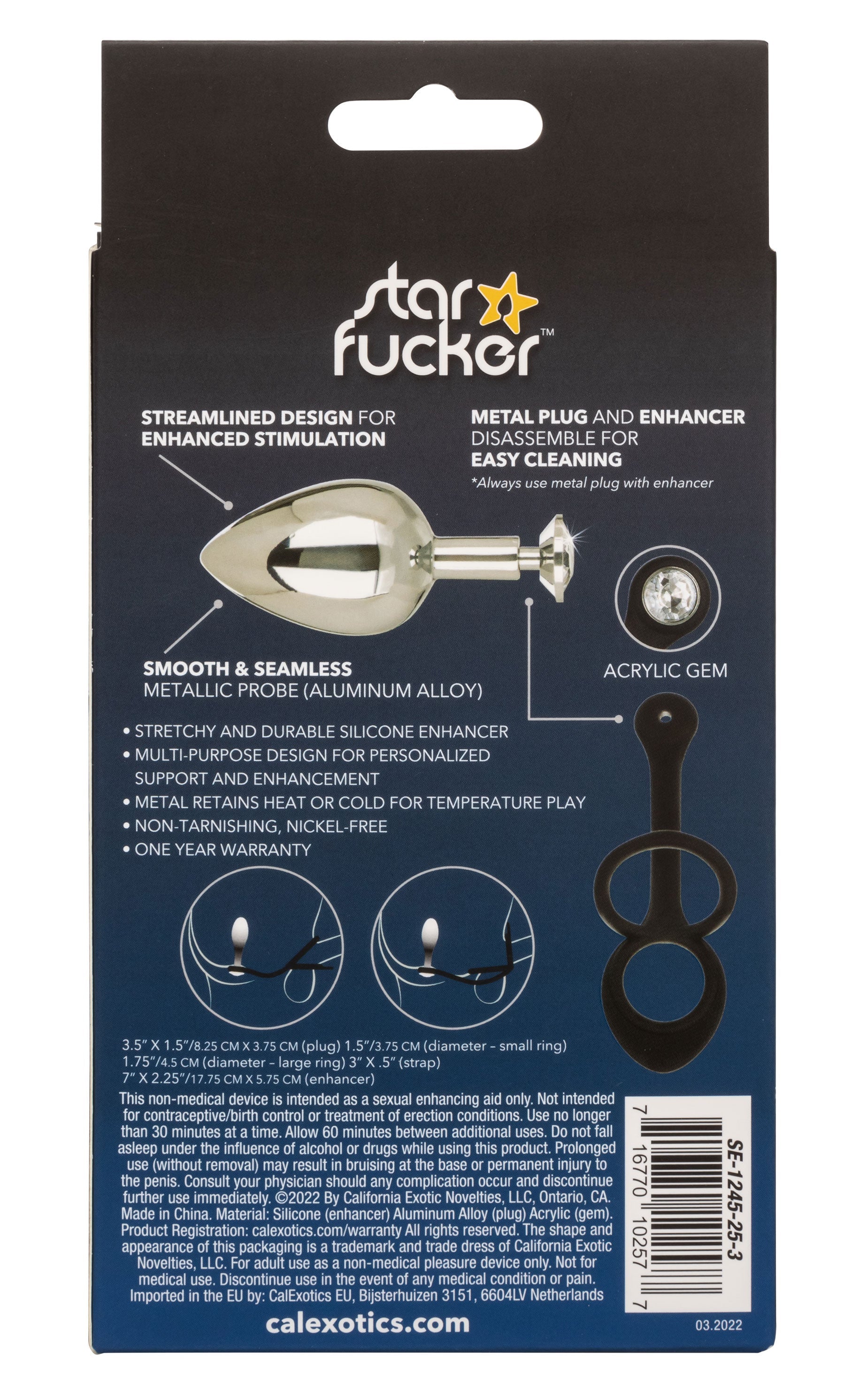 Star Fucker XL Teardrop Plug Black Silicone and Silver Metal Dual Enhancer with Sparkling Gem Accent > Anal Range > Prostate Plugs - Tophatter Daily Deals