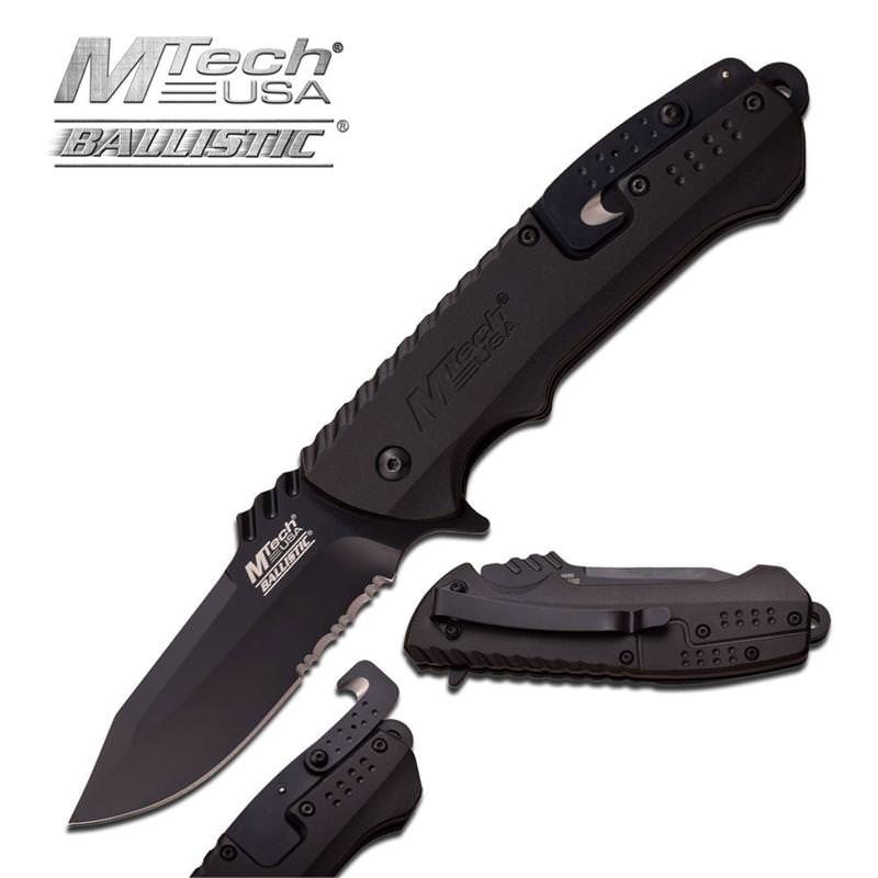 All Black Special Tactical Rescue Spring Assisted Pocket Folding Knife - Tophatter's Guns'N'Weapons Store Collectible Weapons - Tophatter Daily Deals