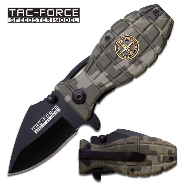 Green Grenade Handle Rescue Folder Spring Assist Knife - TOPHATTER'S ARMORY DEALS Collectible Weapons - Tophatter Daily Deals