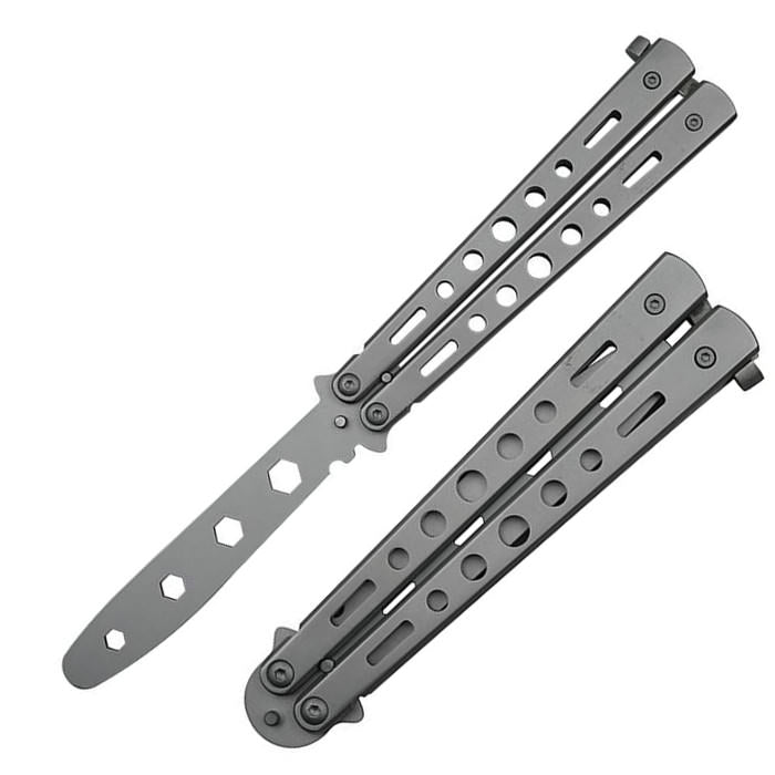 Silver Practice Butterfly With Octagon Precision Cut Collectible Weapons - Tophatter Daily Deals