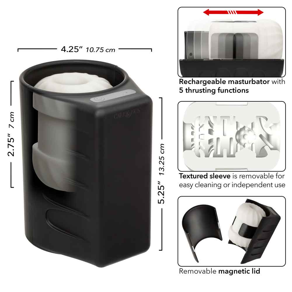 Optimum Power Power Thruster Textured Stroker Sleeve with 5 Thrusting Functions > Sex Toys For Men > Masturbators > Vibrating - Tophatter Daily Deals