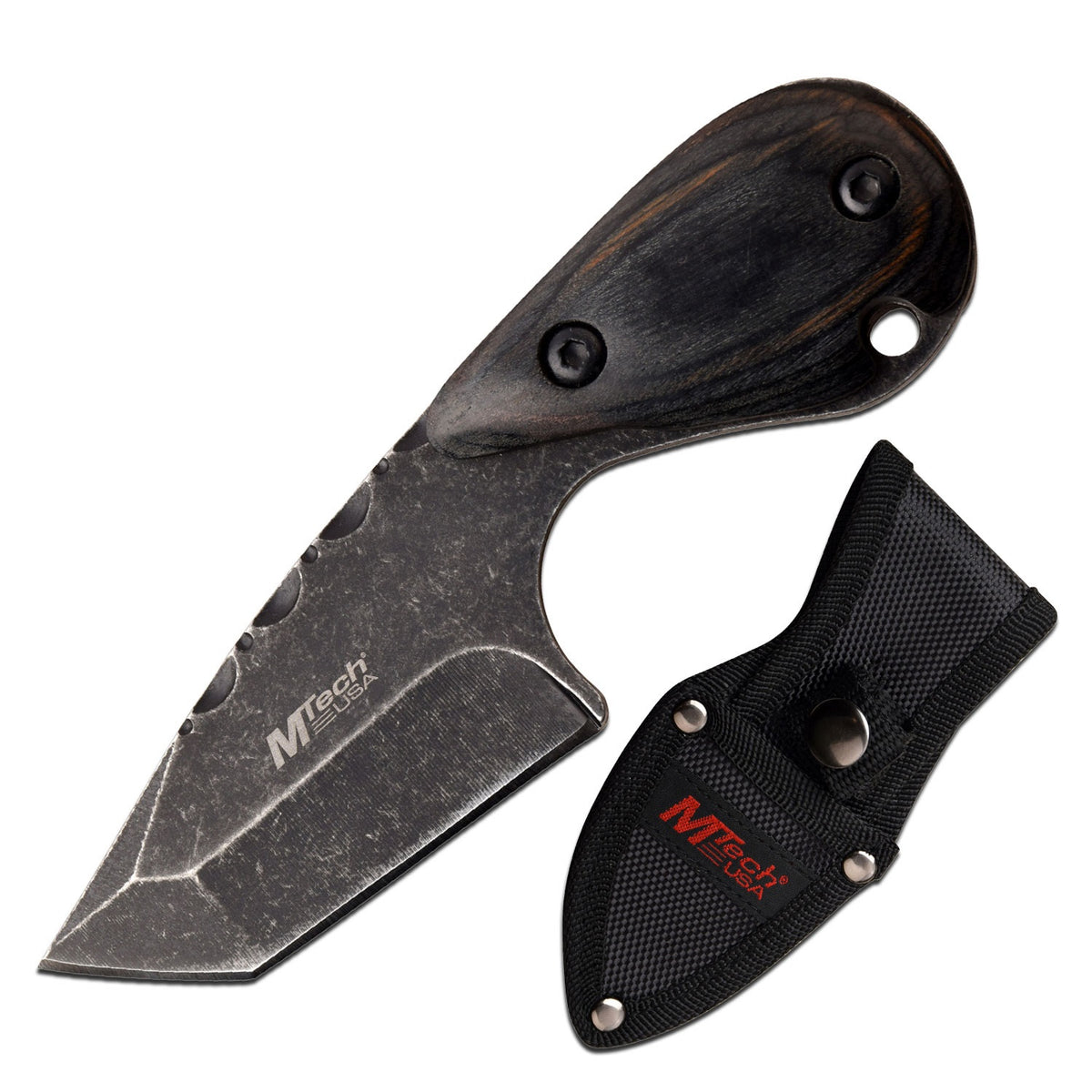 Hunting Knife 2.5" Stone Gray Tanto Blade Full Tang Black Wood Handle - Tophatter's Inc. Weapons Store Online Collectible Weapons - Tophatter Daily Deals