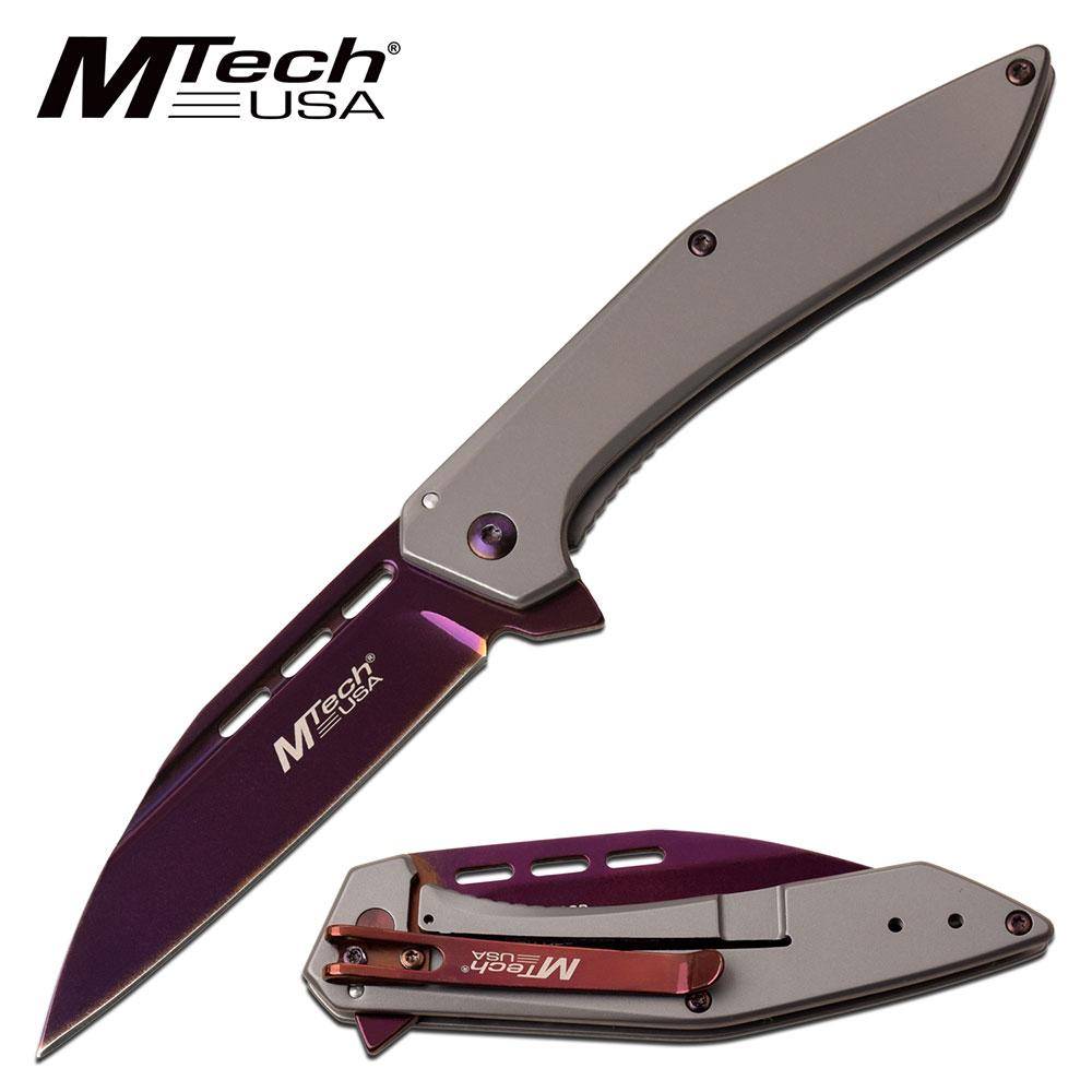 Grey Stainless Steel Manual Folding Pocket Knife 7.75 Inch - Tophatter's Guns'N'Weapons Store - FREE SHIPPING Collectible Weapons - Tophatter Daily Deals
