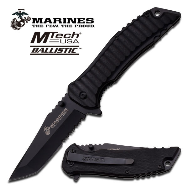 MTech USA US Marines Serviceman Spring Assisted Knife Black - Tophatter's Guns'N'Weapons Store Collectible Weapons - Tophatter Daily Deals