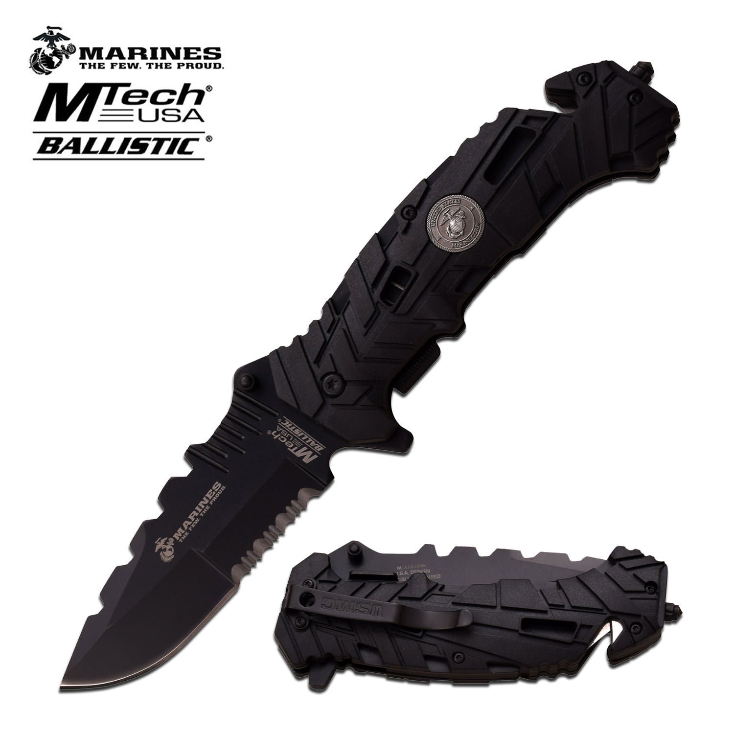 MTech Ballistic Marines "Tightrope" Spring Assisted Open Rescue Knife - Tophatter's Guns'N'Weapons Store - FREE SHIPPING Collectible Weapons - Tophatter Daily Deals