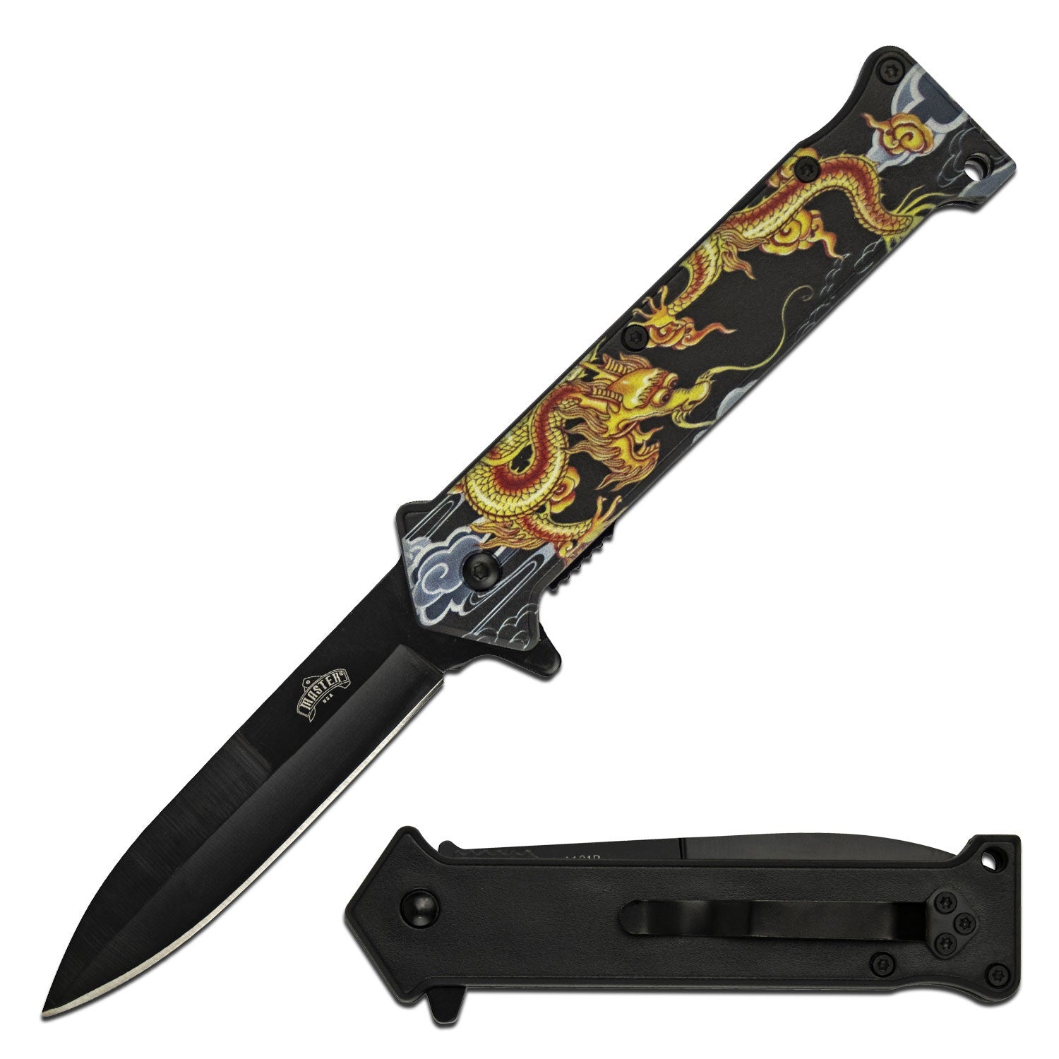 Oriental Dragon Spring Assisted Opening 'Legal Automatic' Knife Collectible Weapons - Tophatter Daily Deals